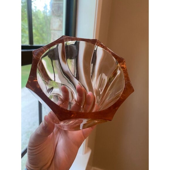 Vintage ART DECO Vase PINK Swirl GLASS 5" - Picture 2 of 7